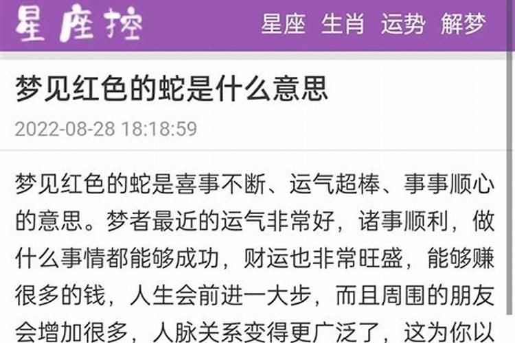 梦见红色的蛇追我是什么意思？